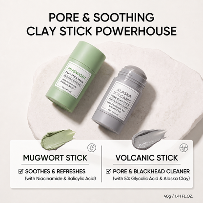 2pcs Blackhead Control & Acne Care Deep Cleansing Clay Stick Duo Set
