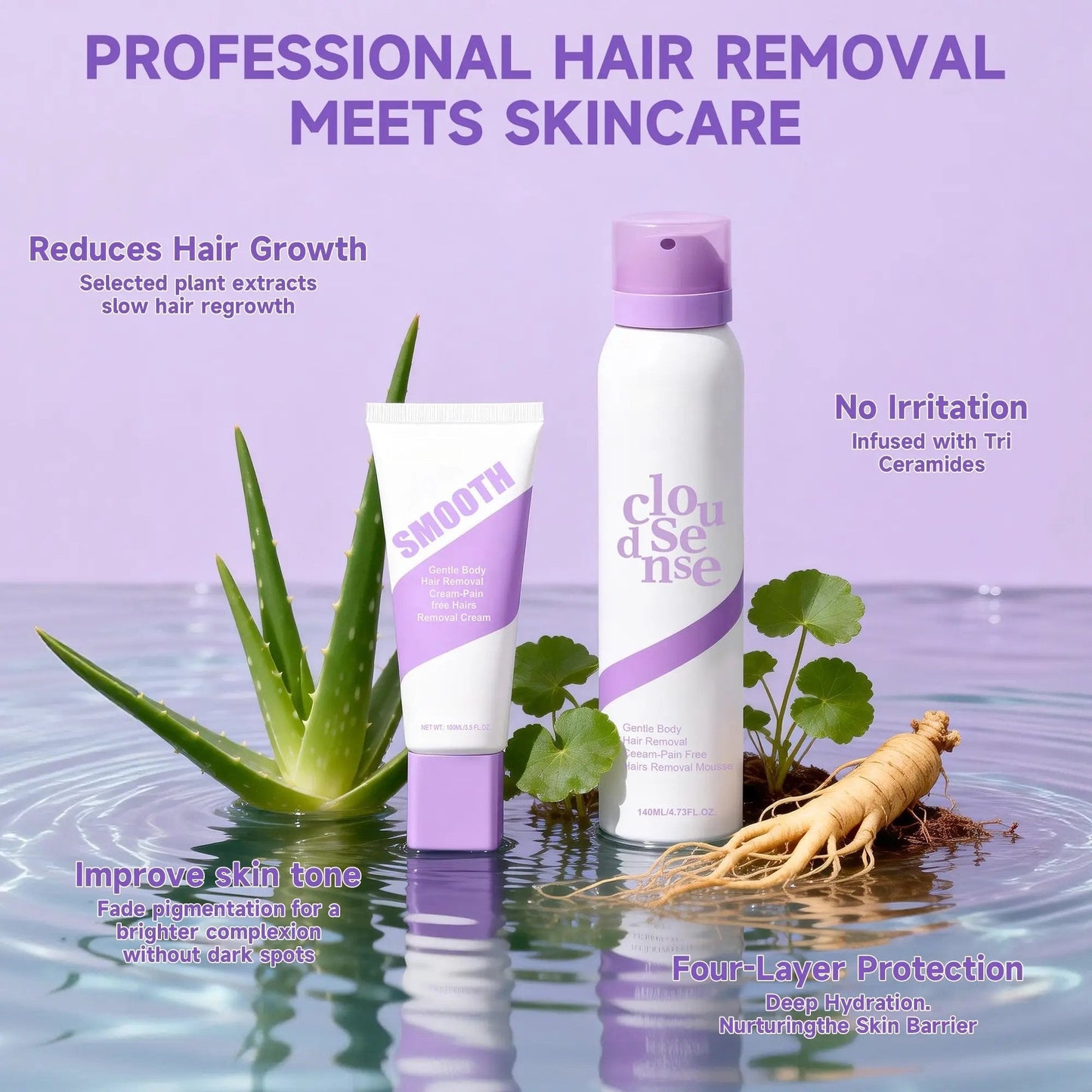 Gentle & Painless Hair Removal Cream Duo for Sensitive Skin