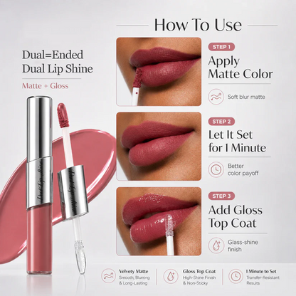 Perfect Twin Lip — Dual-Ended Liquid Lipstick with Velvet Matte Color and Glossy Shine
