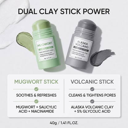 2pcs Blackhead Control & Acne Care Deep Cleansing Clay Stick Duo Set