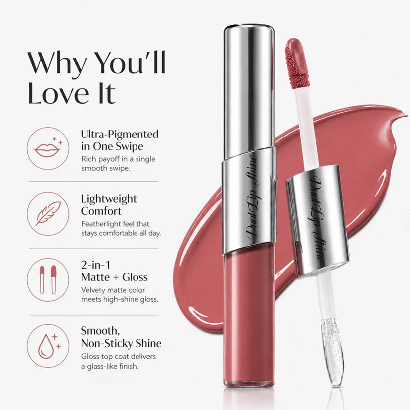 Perfect Twin Lip — Dual-Ended Liquid Lipstick with Velvet Matte Color and Glossy Shine