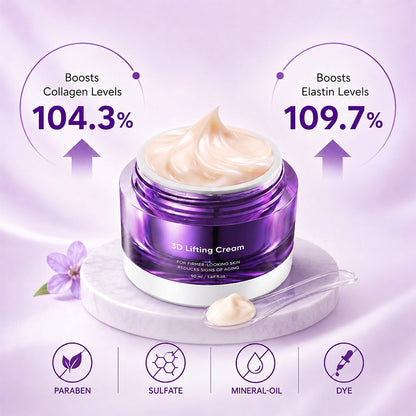 3D Lifting Cream 1.7 fl oz | Advanced Korean Facial Night Cream with 17-Peptide Complex & Probioderm for Wrinkles on Face and Neck, Butter-Rich Texture for Perfect Slugging