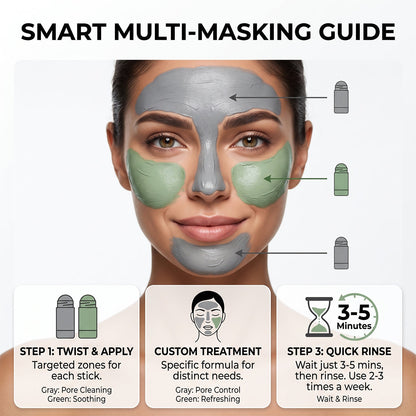 2pcs Blackhead Control & Acne Care Deep Cleansing Clay Stick Duo Set