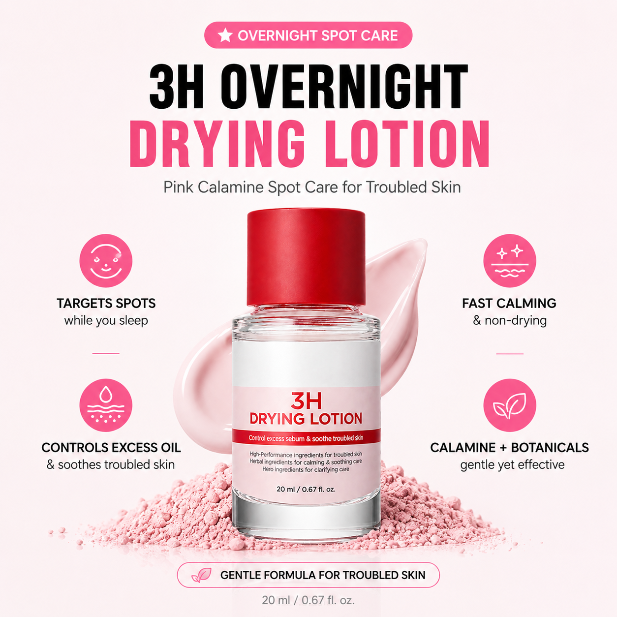 Korean 3H Overnight Drying Lotion- Targeted Spot Care for Troubled & Oily-Prone Skin